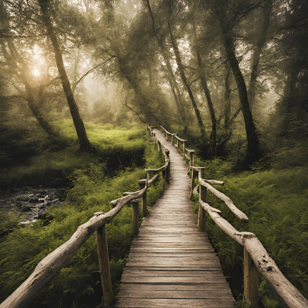 a foggy path into the forest that symbolizes the path to finding yourself through therapy